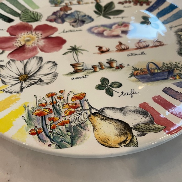 Gien Couleurs du temps cake or serving plate 12” diameter.  Excellent Condition - Picture 4 of 5